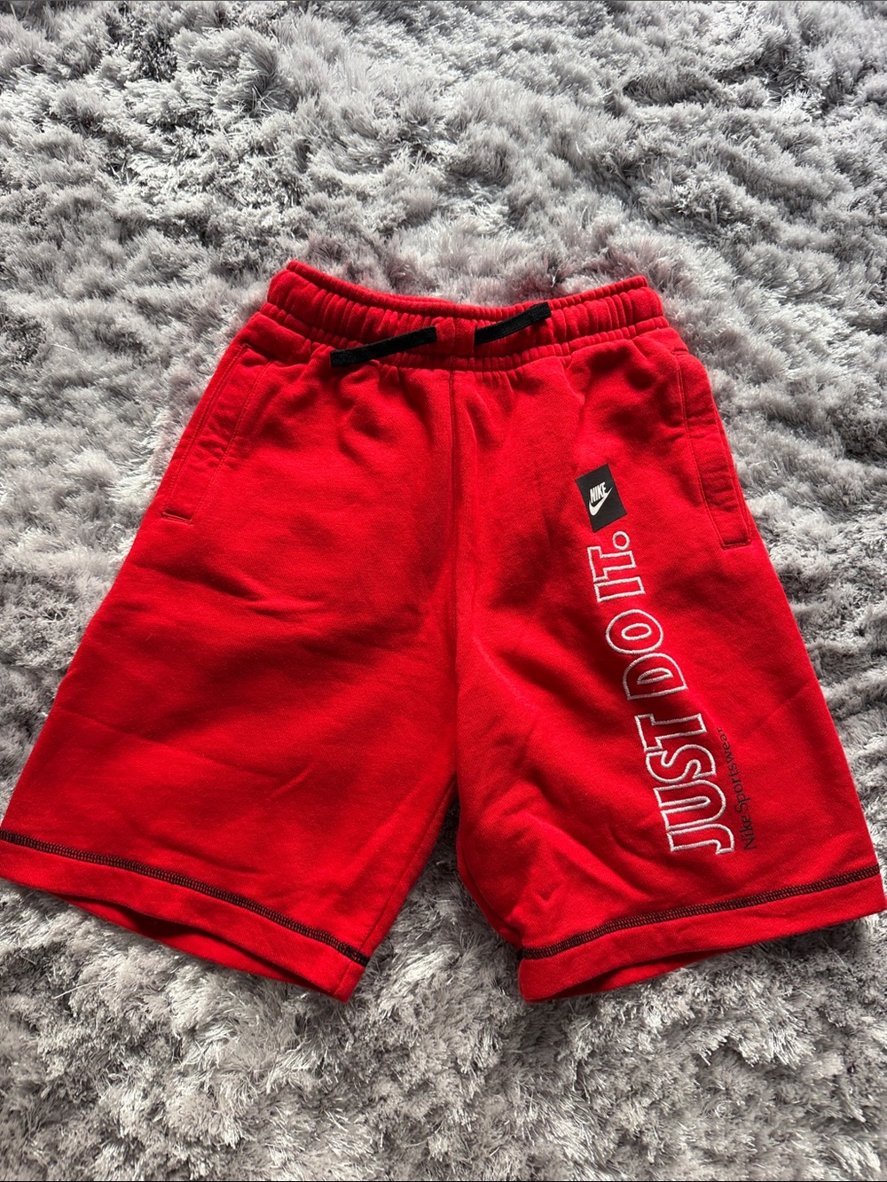 Nike Red 'Just Do It.' Kids Fleece Shorts